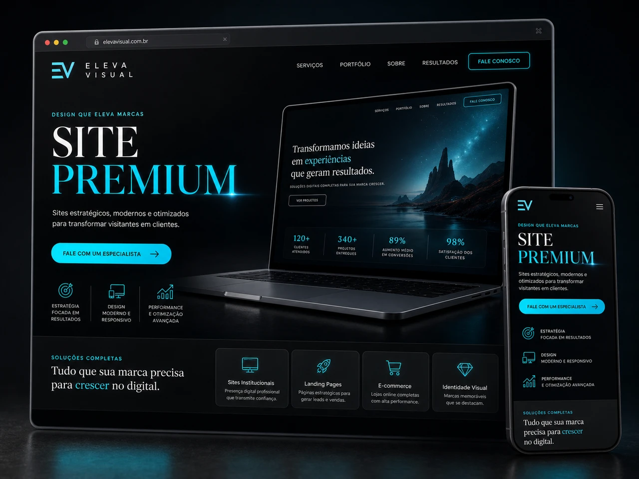 Mockup de site premium ElevaVisual
